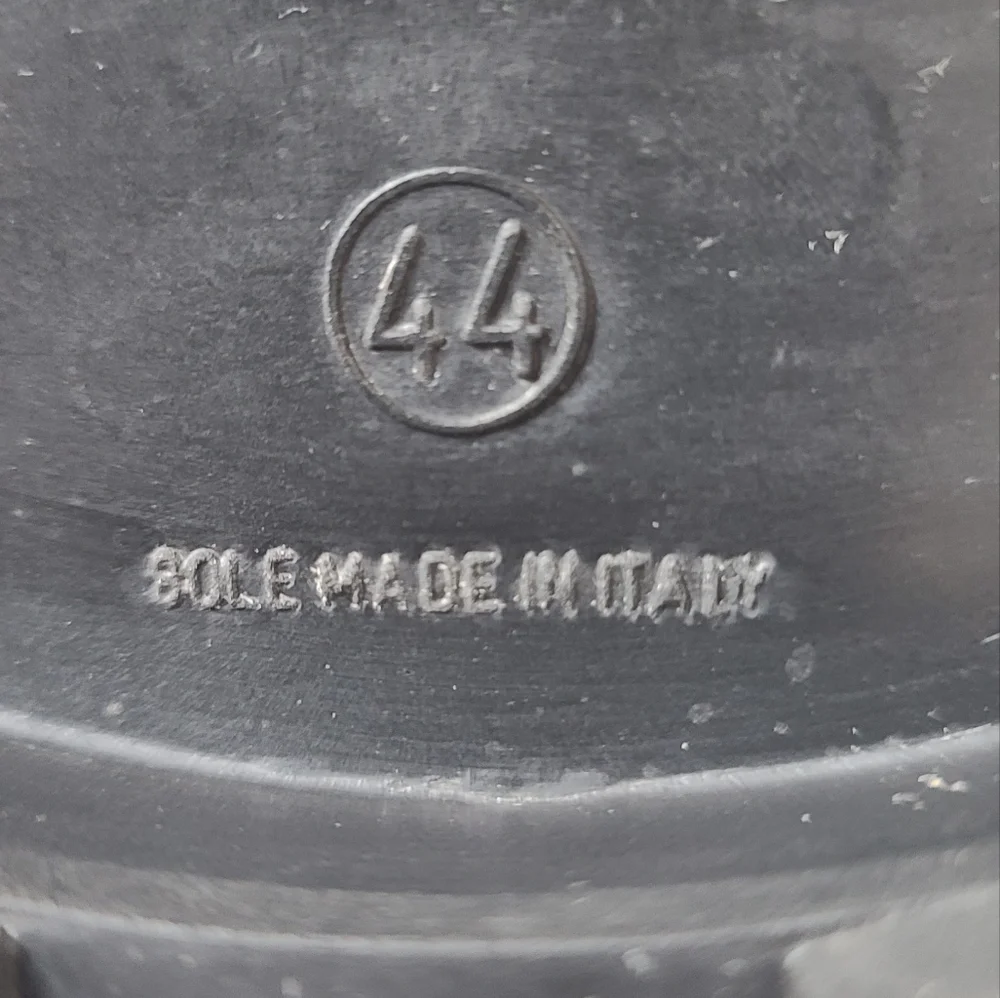 SOLD!! ALDO Chunky Heel Vintage Mens Black Patent Leather Slip-On Shoes Size 44 - Picture 12 of 14